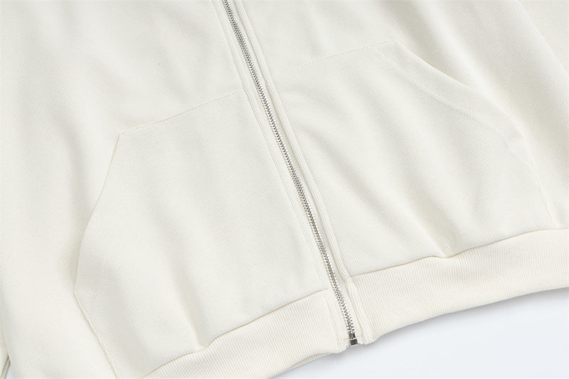 Oversized Zip-Up Hoodie with Plaid-Lined Hood – Relaxed Fit Streetwear