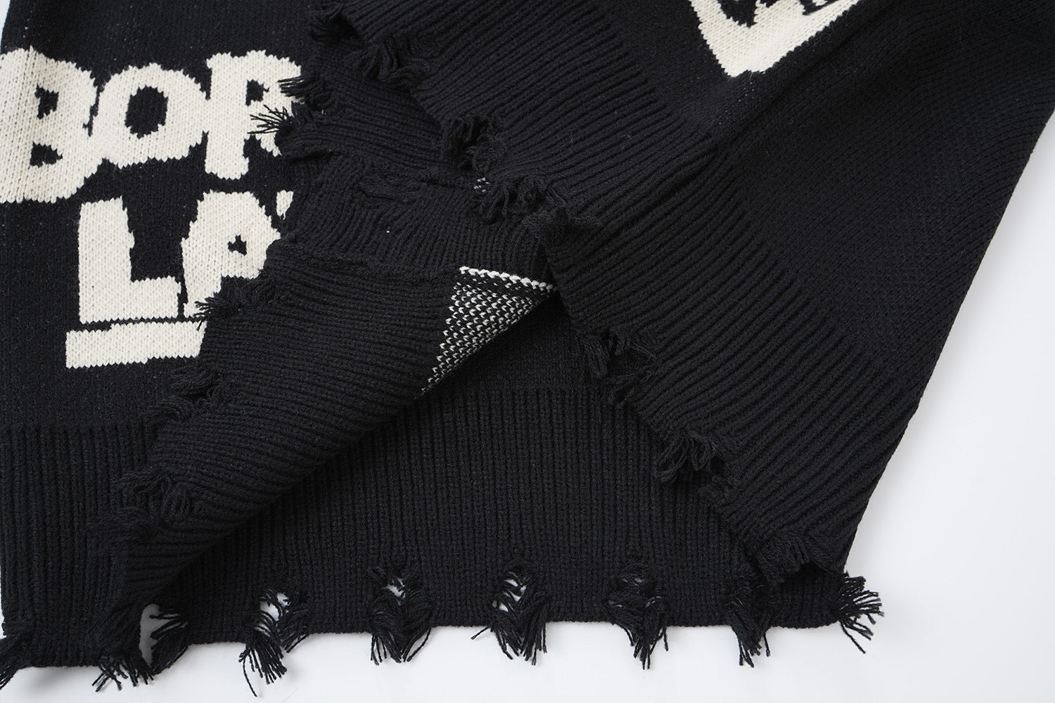 Gilet Born Late 77 en maille délavée – Jacquard oversize high-street