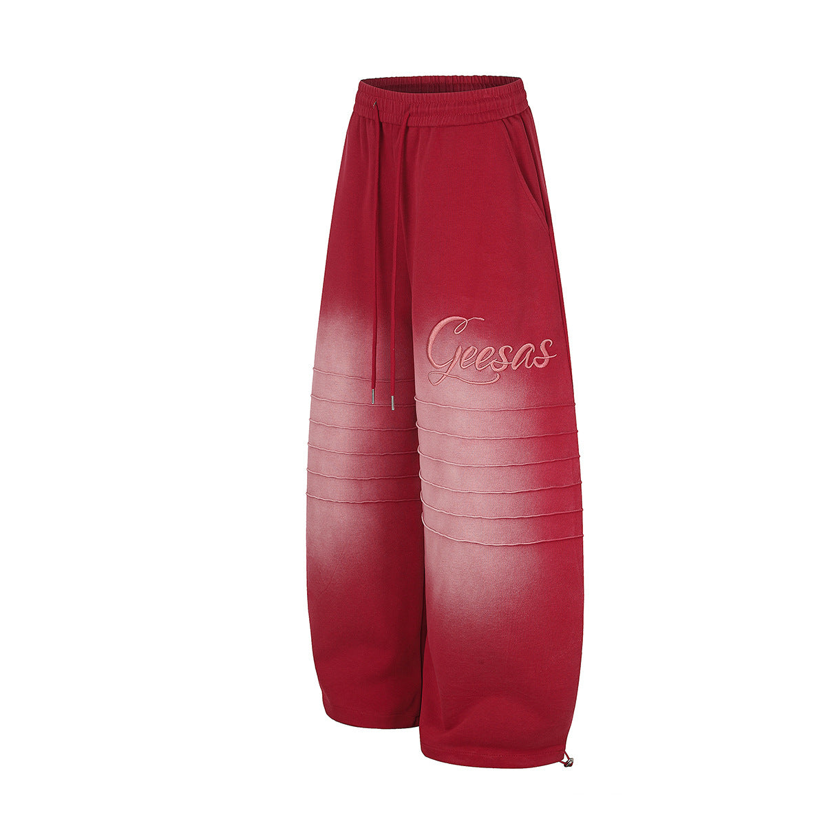 Pantalon de survêtement à jambes larges avec délavage dégradé et plis aux genoux