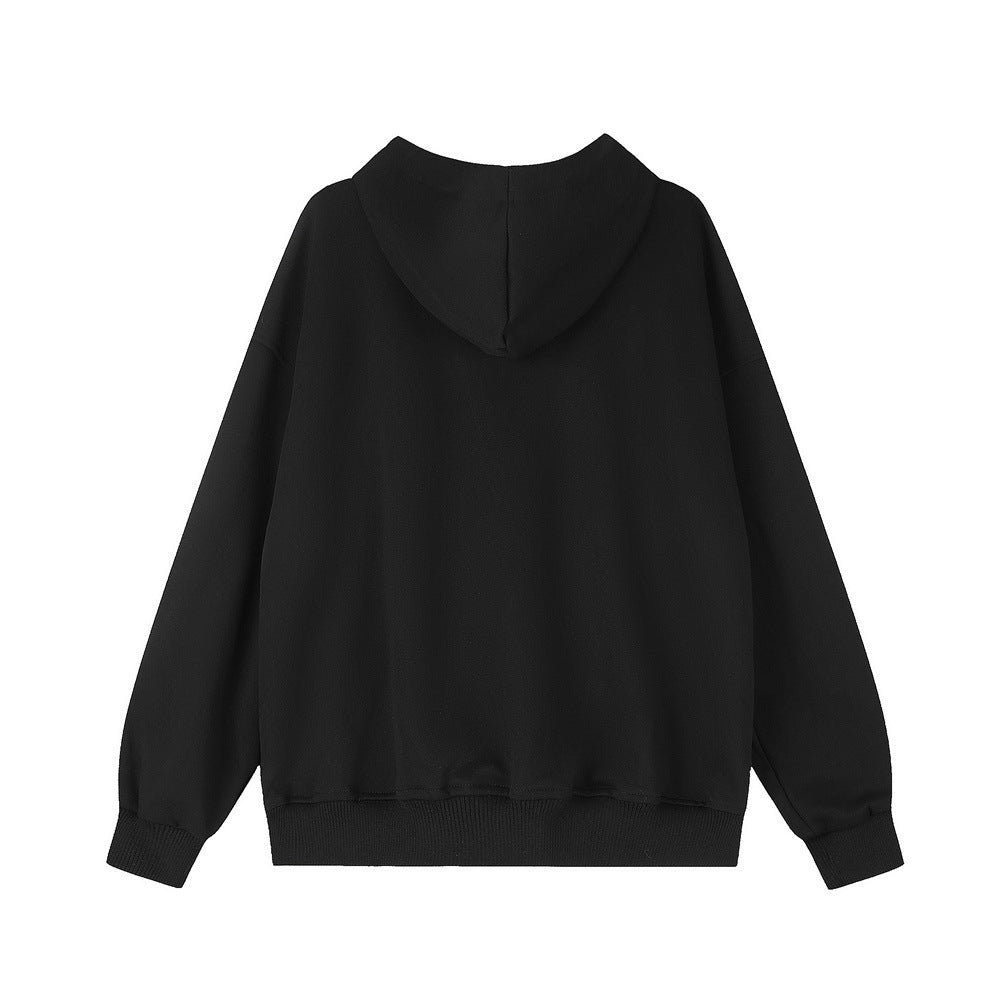 Sweat à capuche zippé avec détail de fermeture étoilée en strass — Noir oversize