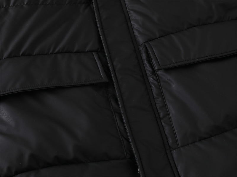 Doudoune noire à capuche pour homme – Coupe oversize, matelassage et duvet