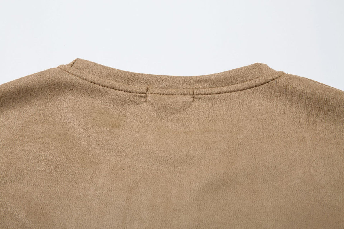 Men's Oversized Suede-Finish Thorn Embroidery Short Sleeve T-Shirt