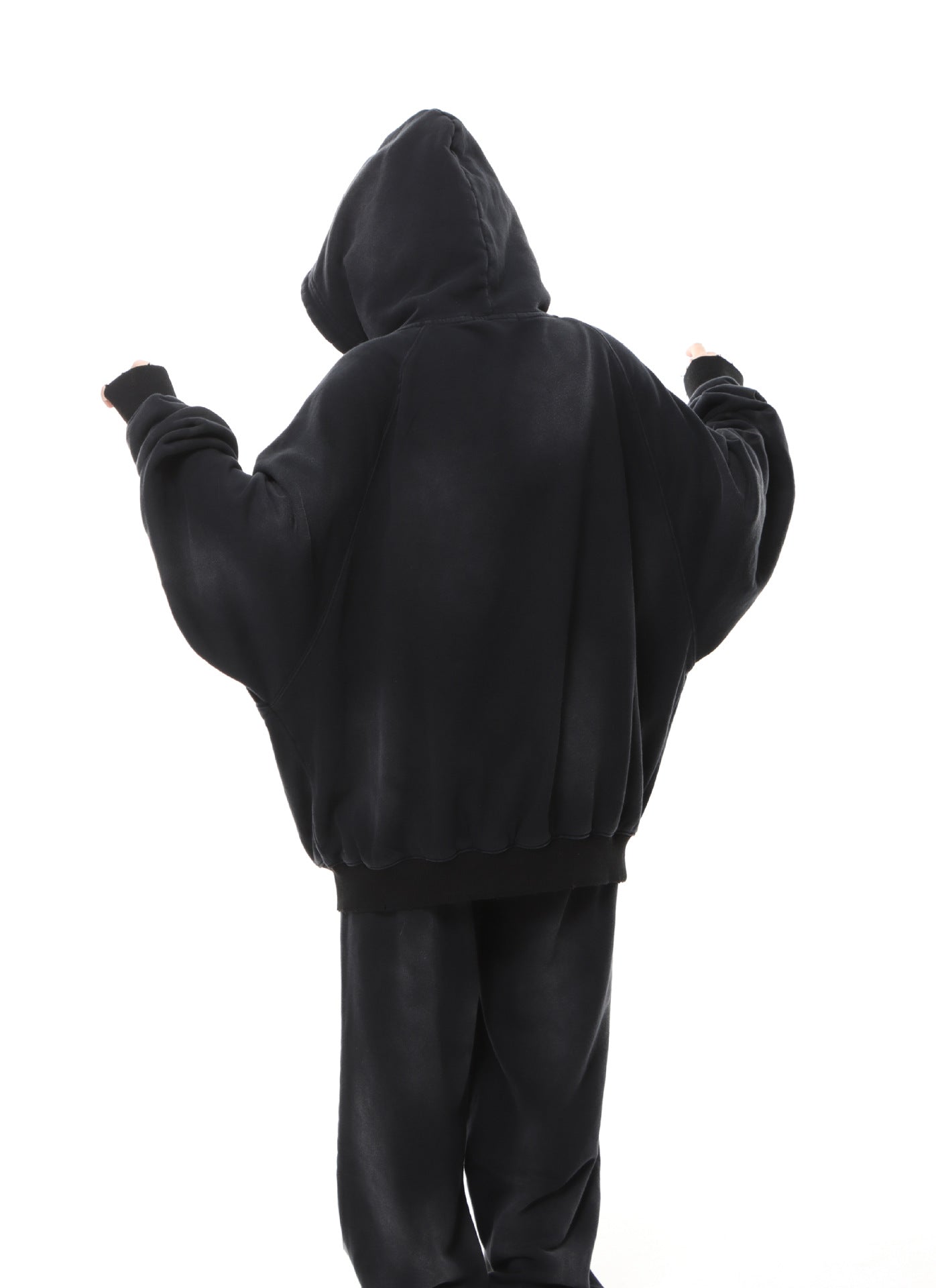 Material Graphic Oversized Hoodie – Washed Heavy Fleece with Embroidered Patch &