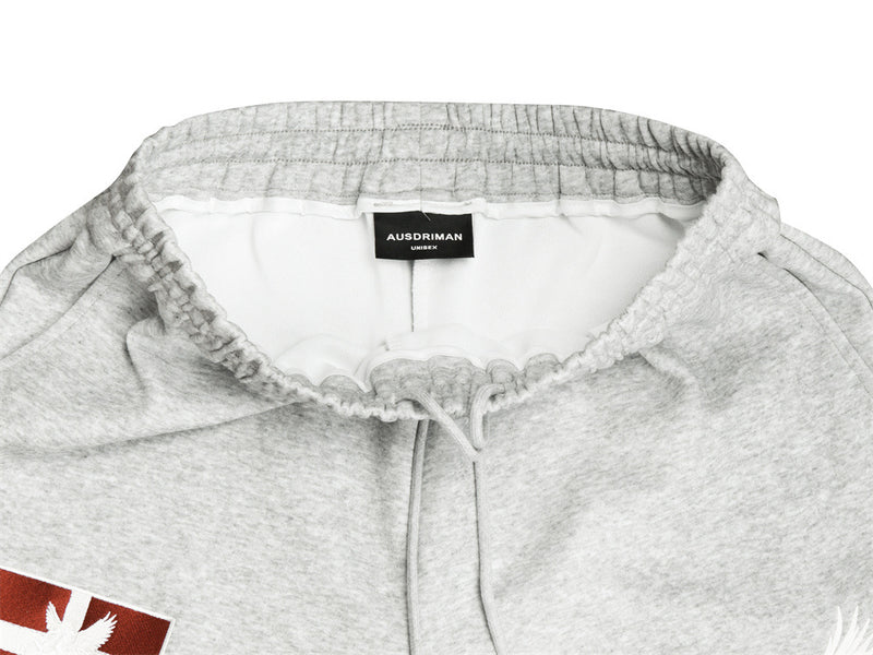 Wide-Leg Sweatpants with Pegasus Embroidery & Letter Patch – Men's Streetwear
