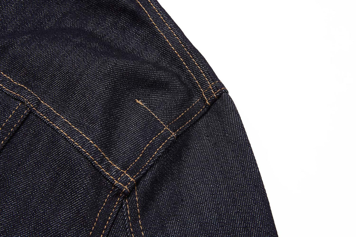 Dark Indigo Denim Moto Jacket – Stand Collar, Cropped Fit, Snap Buttons
