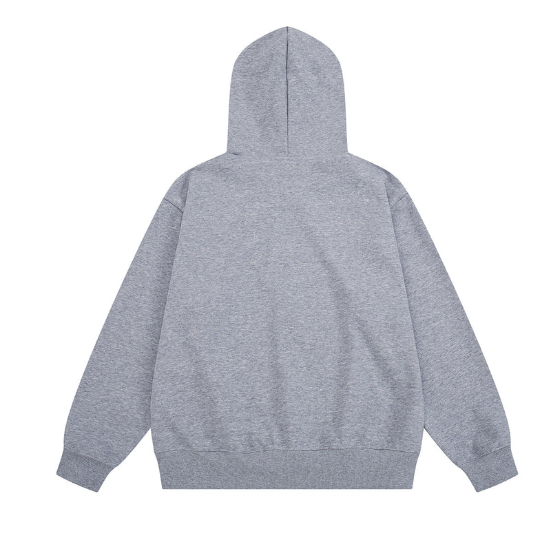 Varsity Patch Zip-Up Hoodie with Plaid-Lined Hood – Retro American Style