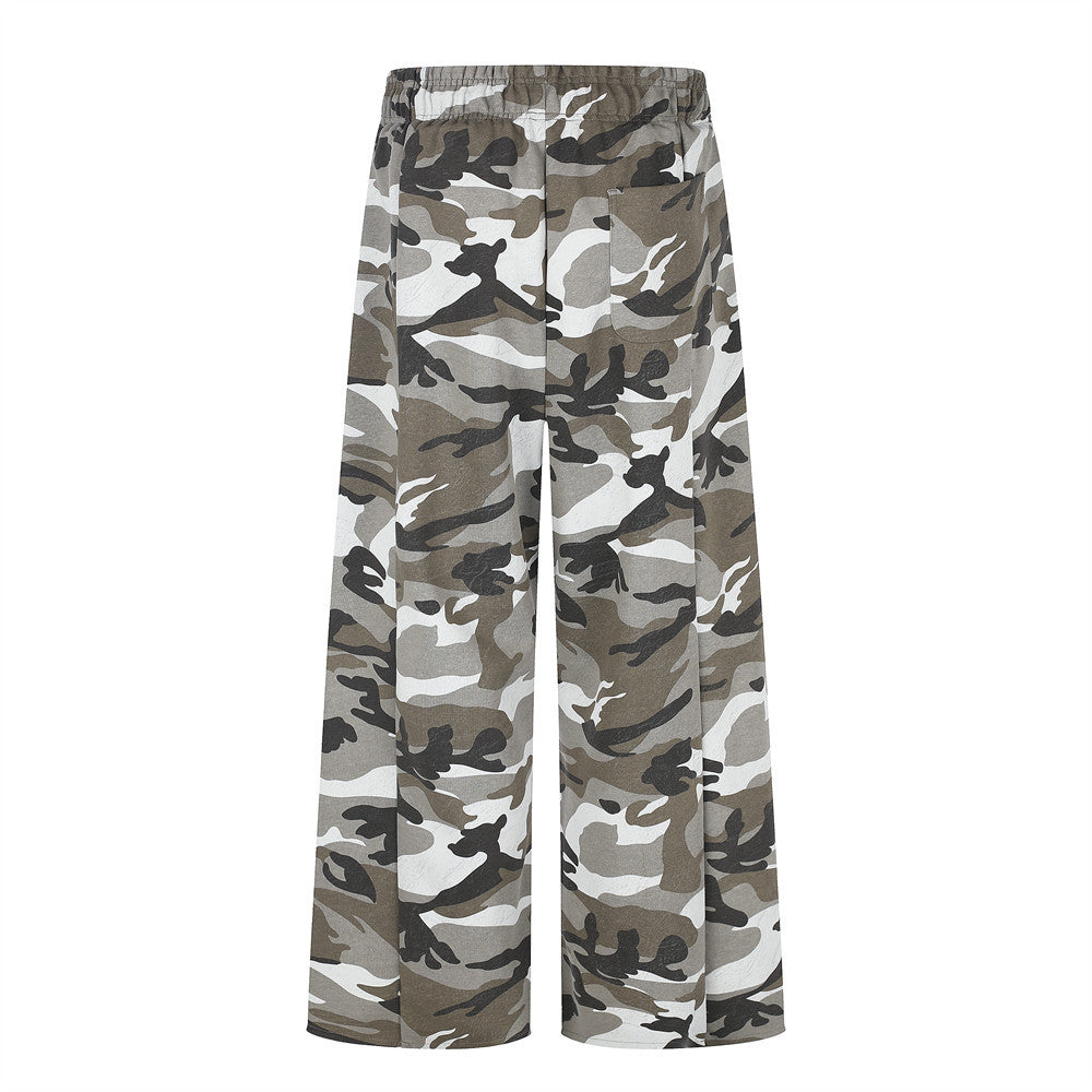 Camo Wide-Leg Sweatpants – Men's Relaxed Fit Drawstring Jogger Pants