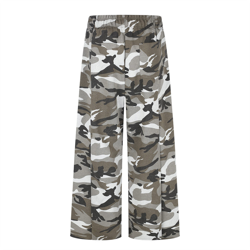 Camo Wide-Leg Sweatpants – Men's Relaxed Fit Drawstring Jogger Pants