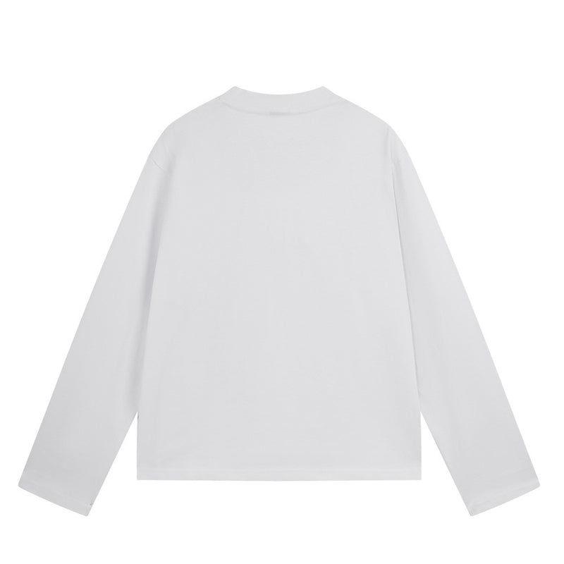 Men's Long Sleeve Crewneck T-Shirt with Pendant Tag Detail – Relaxed Fit