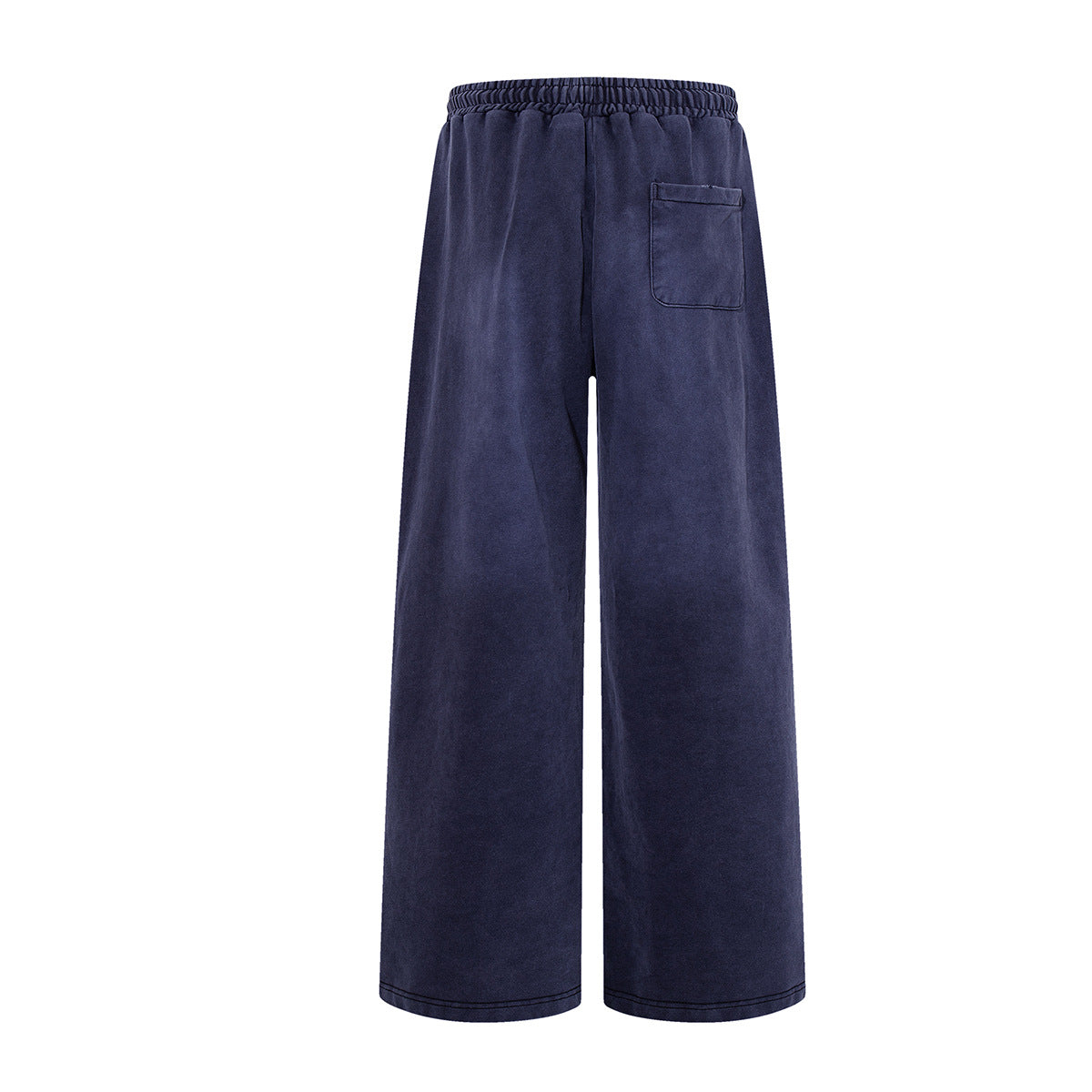 Wide-Leg Acid Wash Sweatpants – Vintage Graphic Print, Navy