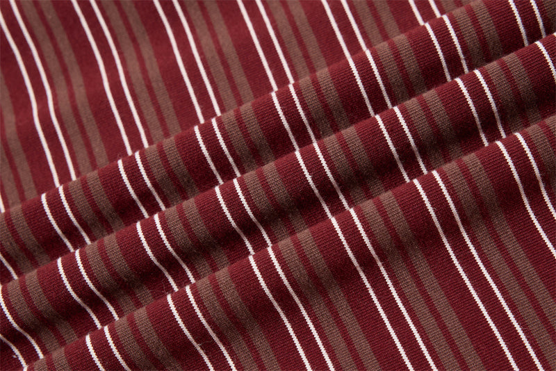 Striped Long-Sleeve Polo Shirt – Retro Oversized Fit with Contrast Collar