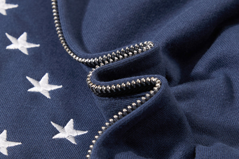 Skatepark-Trainingsjacke – Bestickte Sterne, College-Streifen & Retrojacke mit Reißverschluss