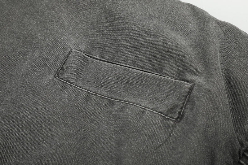 Washed Grey Denim Bomber Jacket with Faux Fur Collar Lining