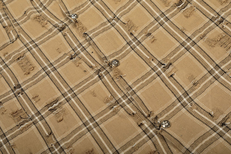 Surchemise en flanelle à carreaux délavée et usée – Veste-chemise vintage à manches longues