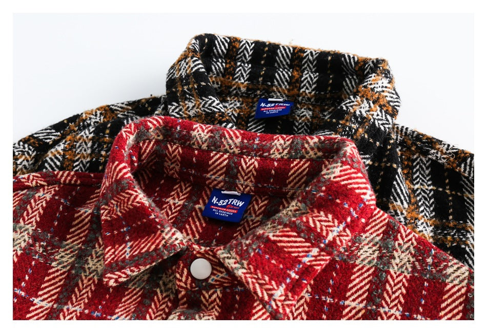 Vintage Plaid Patchwork Fringe Jacket – Oversized Unisex Overshirt