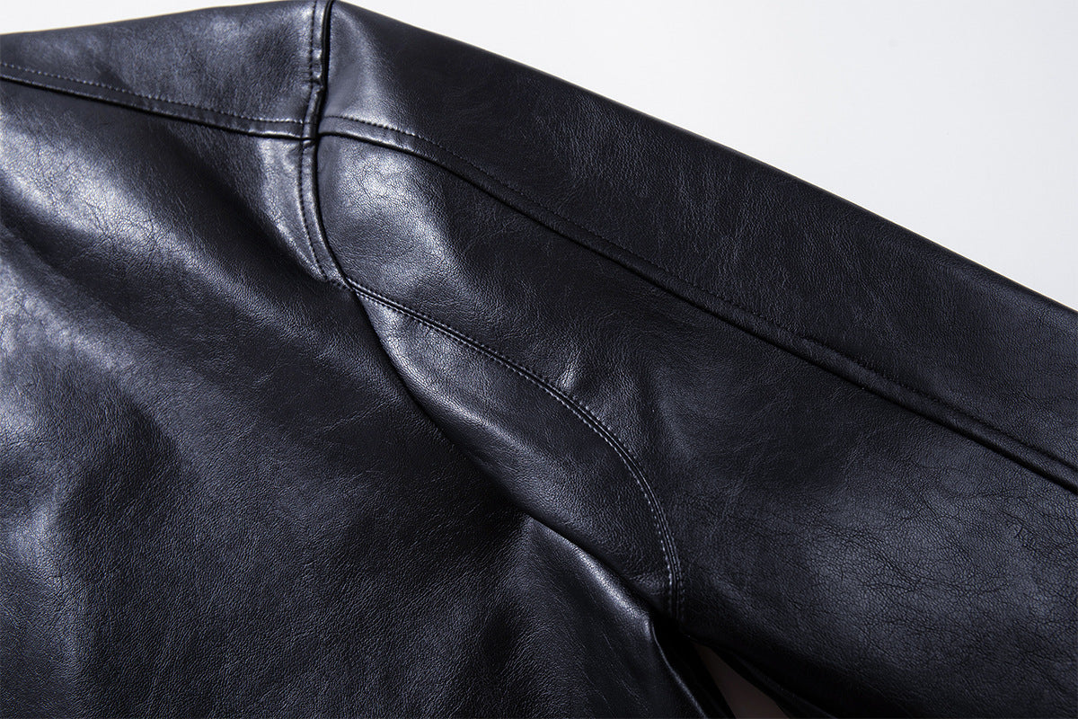 Men's Black Faux Leather Moto Jacket – Relaxed Fit Biker Style