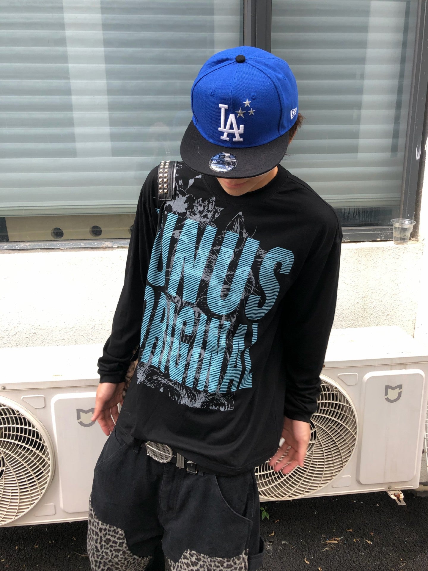 Tee-shirt graphique à manches longues – UNUS Original, imprimé chat, style streetwear