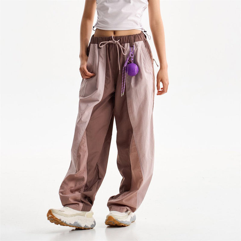 Wide-Leg Colorblock Track Pants – Relaxed Fit Outdoor Sport Trousers