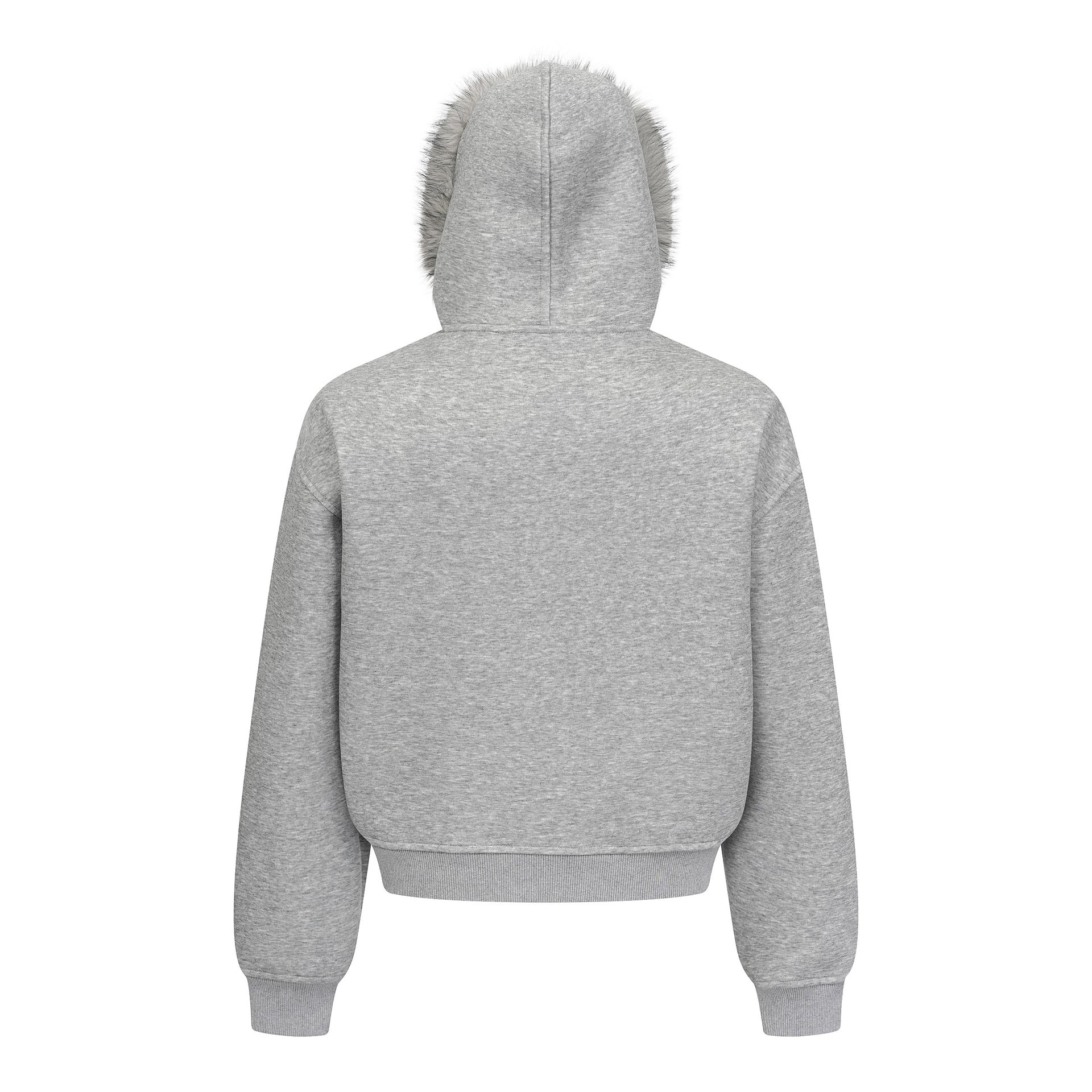 Faux Fur Hood Trim Zip-Up Hoodie Bomber Jacket – Oversized Streetwear Fit