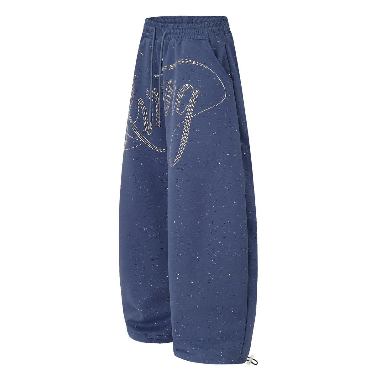 Wide-Leg Sweatpants with Rhinestone Script Lettering – Baggy Hip-Hop Style