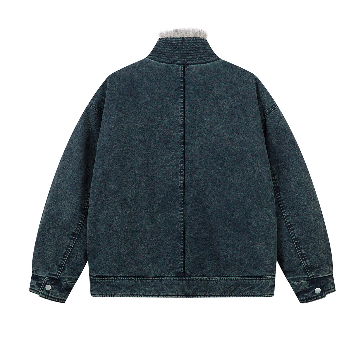 Sherpa Lined Denim Jacket with Fur Collar & Toggle Clasps