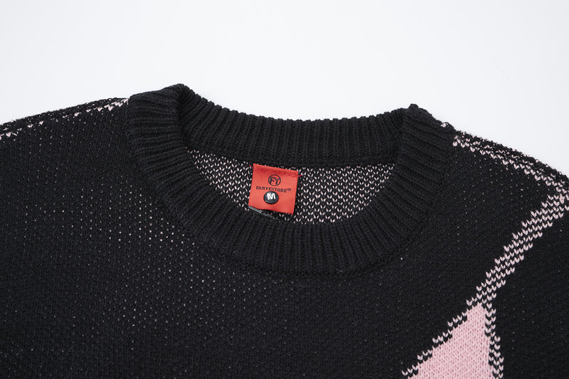 Pull homme col rond oversize en maille jacquard étoile effet usé