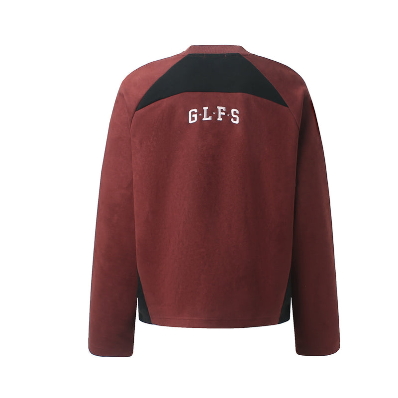 Langarmshirt mit Veloursleder-Textur – Collegiate-Arch-Aufdruck DIFFERENT GLFS