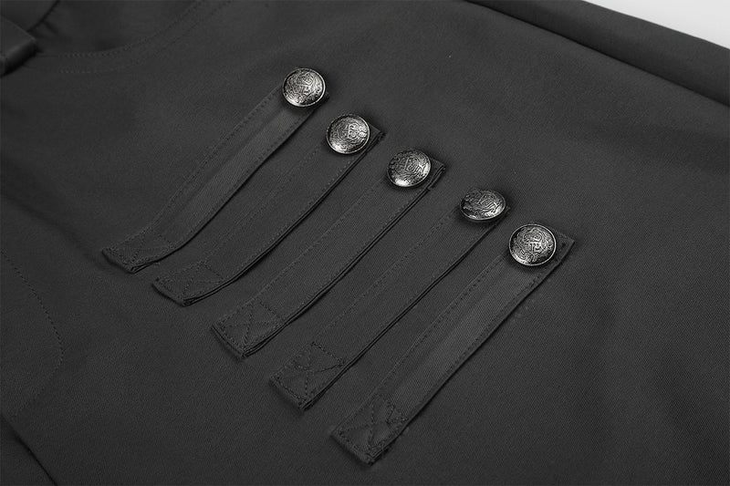 Palazzo-Hose mit weitem Bein und Militärknopf- sowie Riemendetails