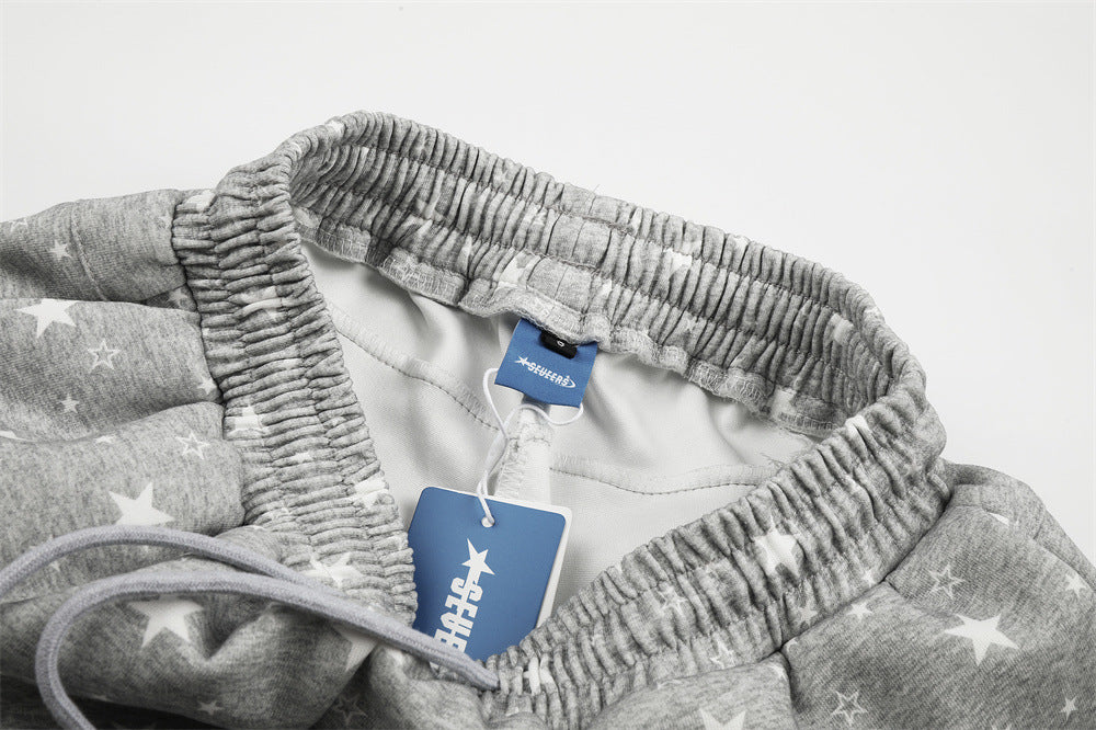 Star Print Wide-Leg Sweatpants – Oversized Streetwear Jogger Pants