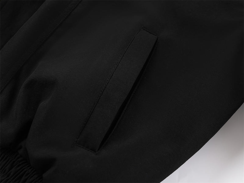 Oversized Bomber Jacket with Faux Fur Lining – Black Winter Coat