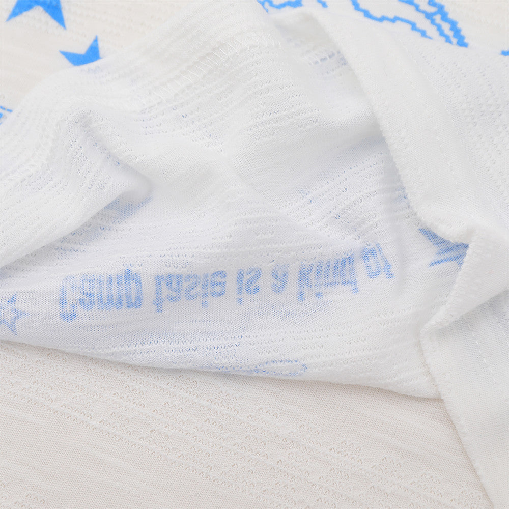 Langarm-T-Shirt mit Stern-Grafik – Oversize-Rundhalsausschnitt mit blauem Print