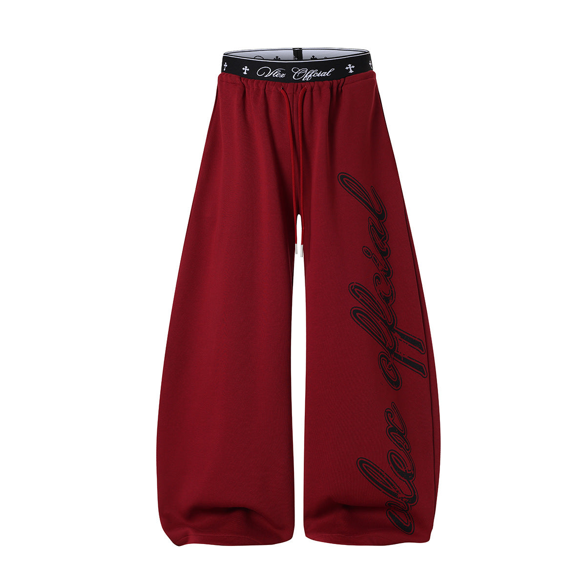 Pantalon de survêtement à jambes larges avec logo cursif et ceinture élastiquée