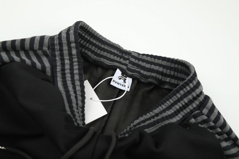 Wide-Leg Cargo Sweatpants with Striped Waistband – Relaxed Fit Parachute Pants
