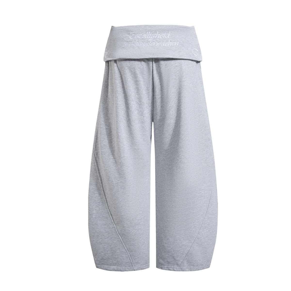 Wide-Leg-Sweathose mit Umschlagbund und Bindegürtel
