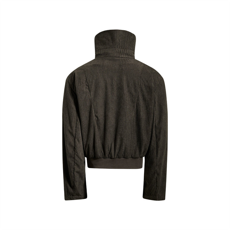 Chaqueta corta con cremallera y cuello alto - Corte holgado y textura de canalé