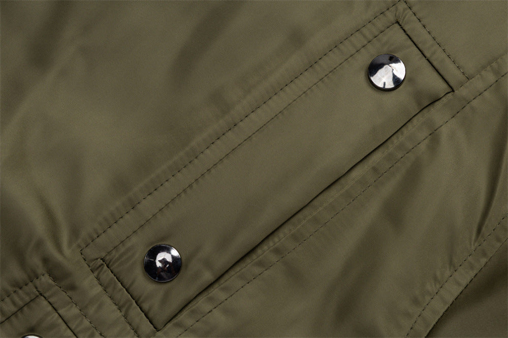 Veste bomber à capuche bordée de fourrure – Manteau d’hiver à poches multiples et double fermeture zippée