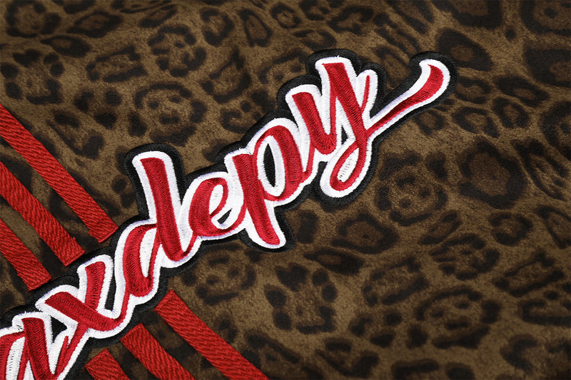 Leoparden-Hoodie mit Reißverschluss und Design – bestickte Varsity-Streetwear-Jacke