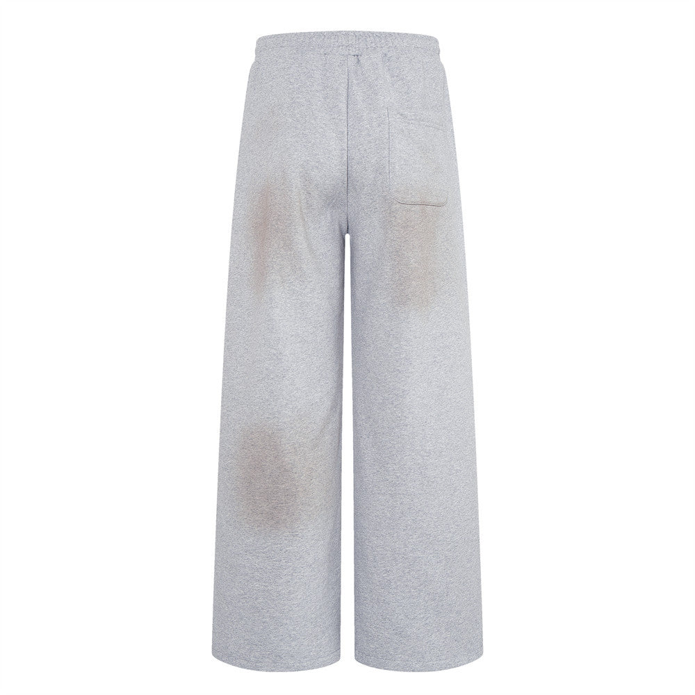 Pantalon de survêtement baggy large à imprimé graphique effet usé – Vintage Soul Rebirth