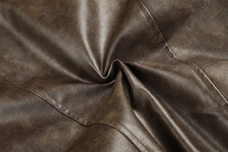 Faux Leather Fur-Lined Bomber Jacket – Cold Weather Motorcycle Jacket with