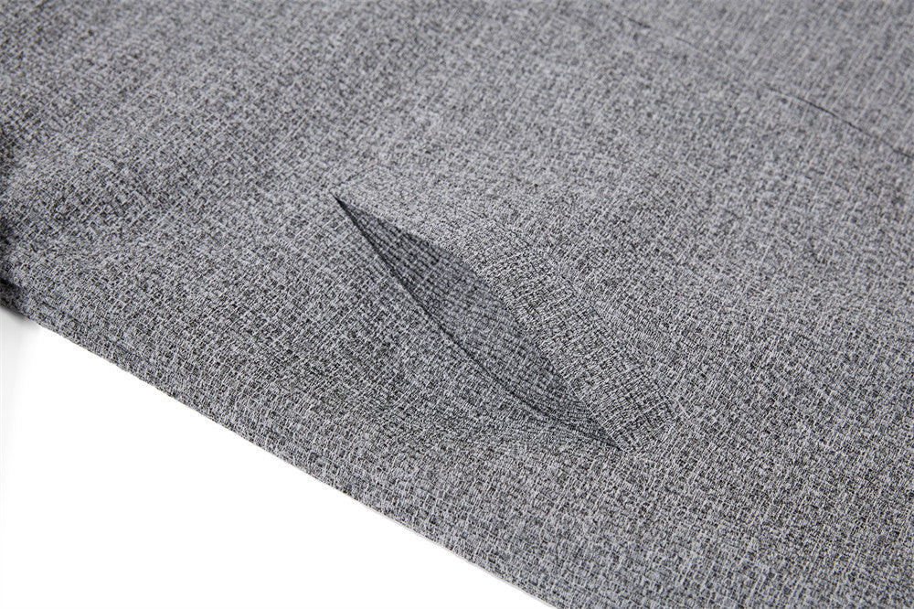 Wolljacke mit Reißverschluss – Herrenjacke aus grauem Tweedgewebe mit kontrastierendem Lederkragen