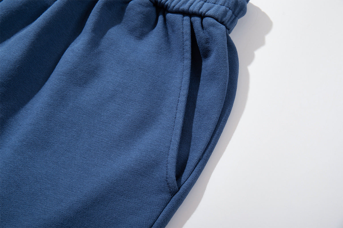 Wide-Leg Sweatpants – Vintage Washed Heraldic Graphic, Relaxed Straight Fit