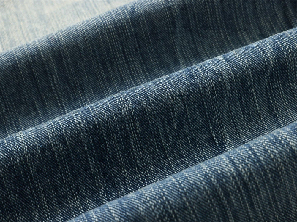 Light Blue Baggy Jeans Men – Vintage Wash Wide-Leg Denim with Punk Embroidery