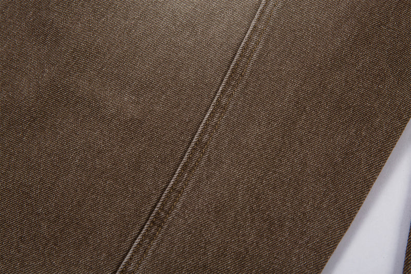 Jean cargo baggy taille haute – Denim marron délavé à jambes larges et coutures courbes