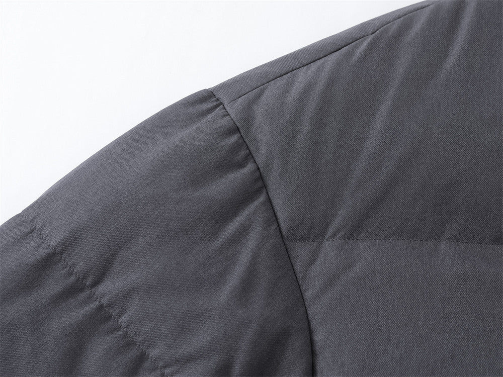 Oversized Stand-Collar Puffer Down Jacket – Men's Short Boxy Winter Coat