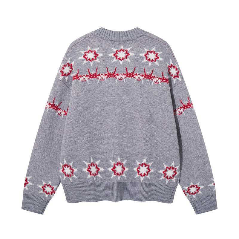 Fair Isle Jacquard Knit Cardigan Sweater – Vintage Christmas Pattern