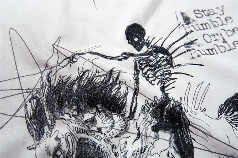 Men's Long Sleeve Shirt – Dark Skeleton Rider Graffiti Graphic Tee