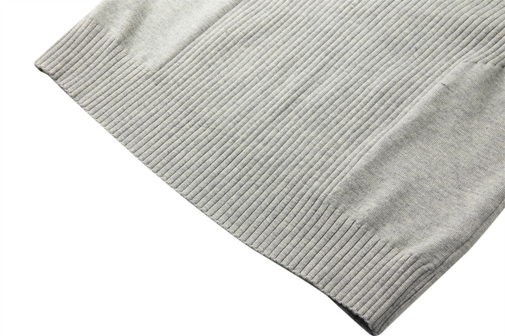 Men's Long Sleeve Sweater Polo Mock Neck Ribbed Knit Slim Fit Pullover