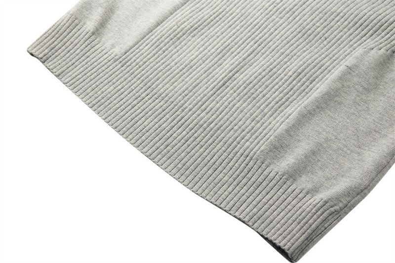 Men's Long Sleeve Sweater Polo Mock Neck Ribbed Knit Slim Fit Pullover