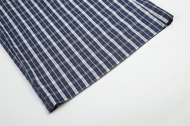 Men's Plaid Wide-Leg Trousers with Button Fly & Pleated Design