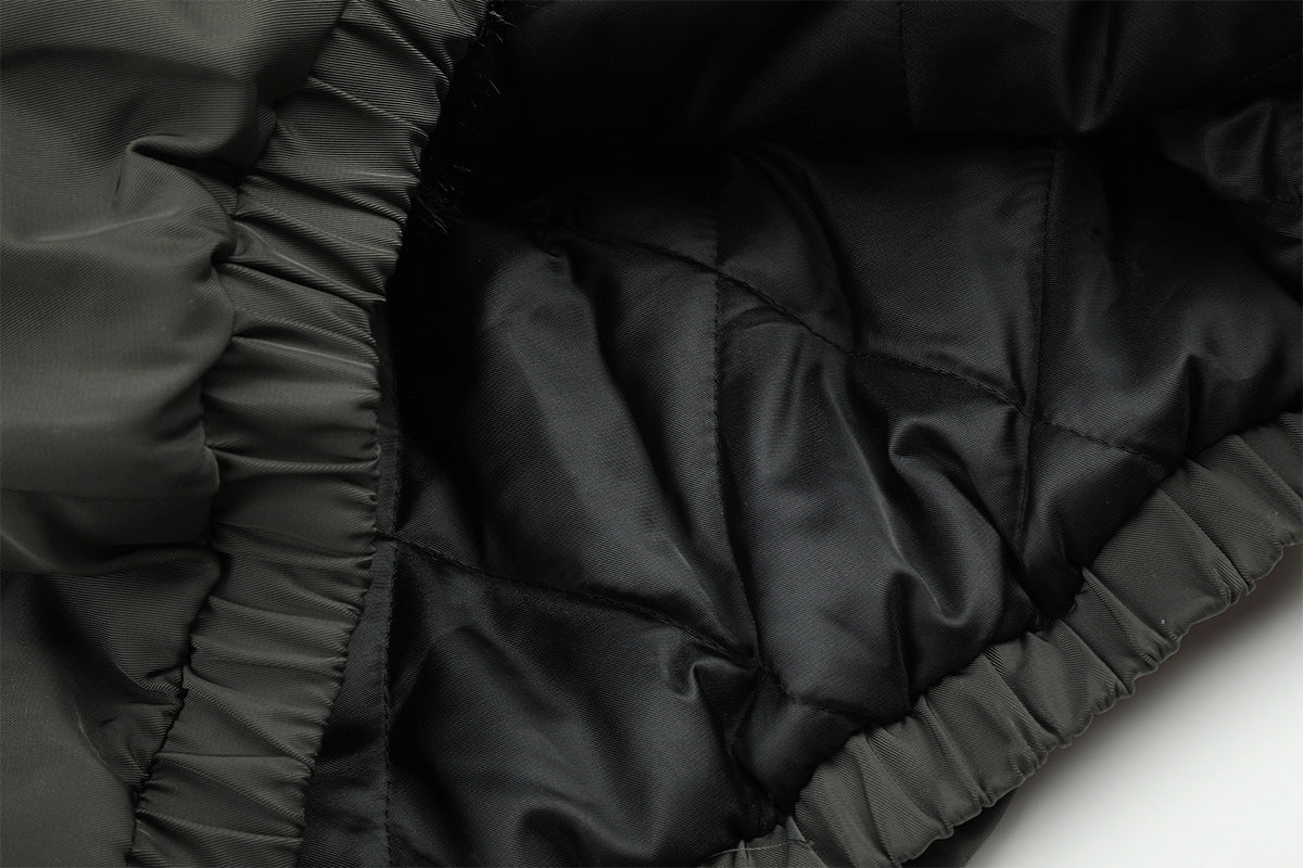 Military Napoleon Button Padded Jacket with Faux Fur Collar